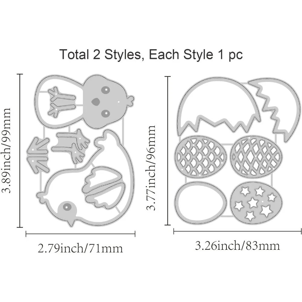 Matrices de découpe de poussin de Pâques, découpes en acier au carbone pour l'artisanat de bricolage, modèle de galets de gaufrage, kit exécutif de carte