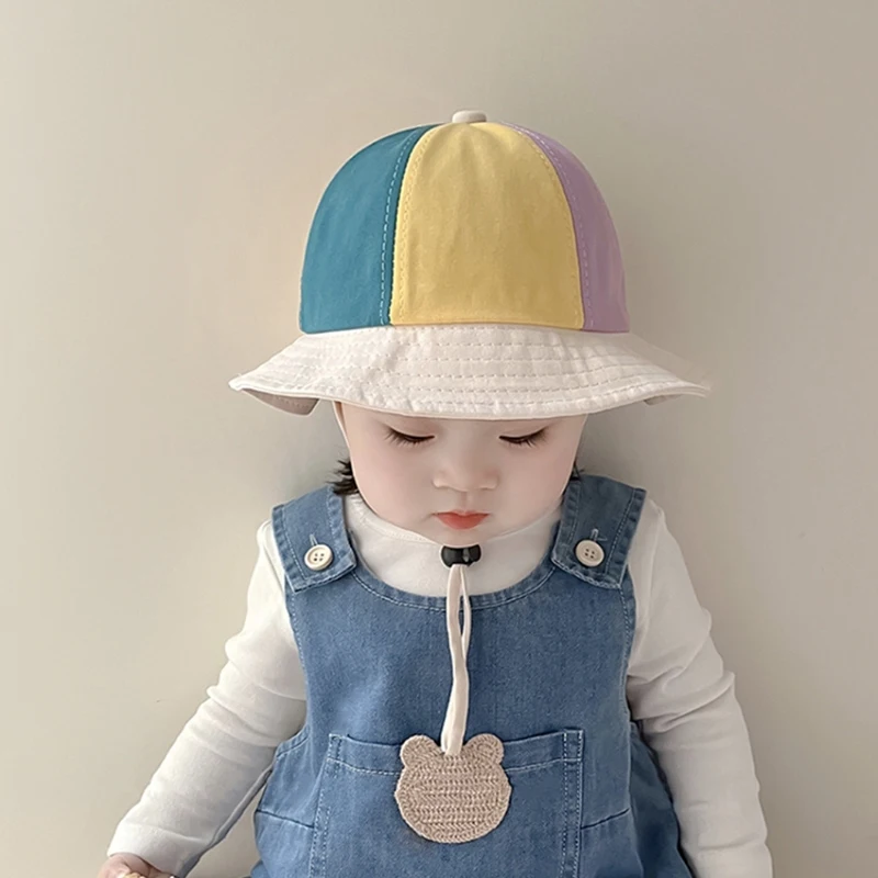 Korea Style Baby Hat Summer Newborn Baby Color Matching Rainbow Hat Kids Sun Hats Cap Children Panama Cap