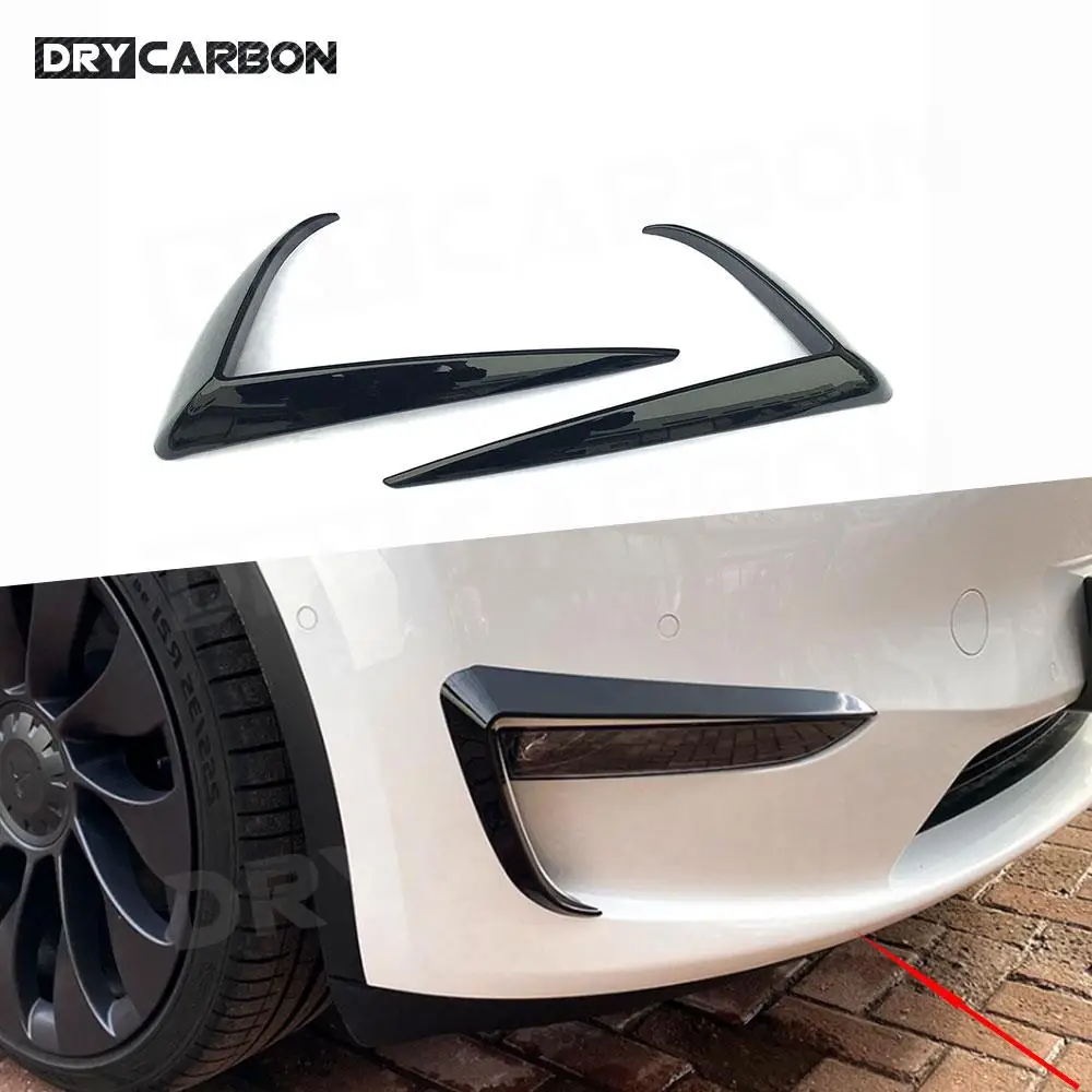 

2 шт./компл. передняя противотуманная фара, нож ветра для Tesla Model Y, рамка, световая отделка, защитная полоса для бровей, полоса из углеродного волокна/ABS