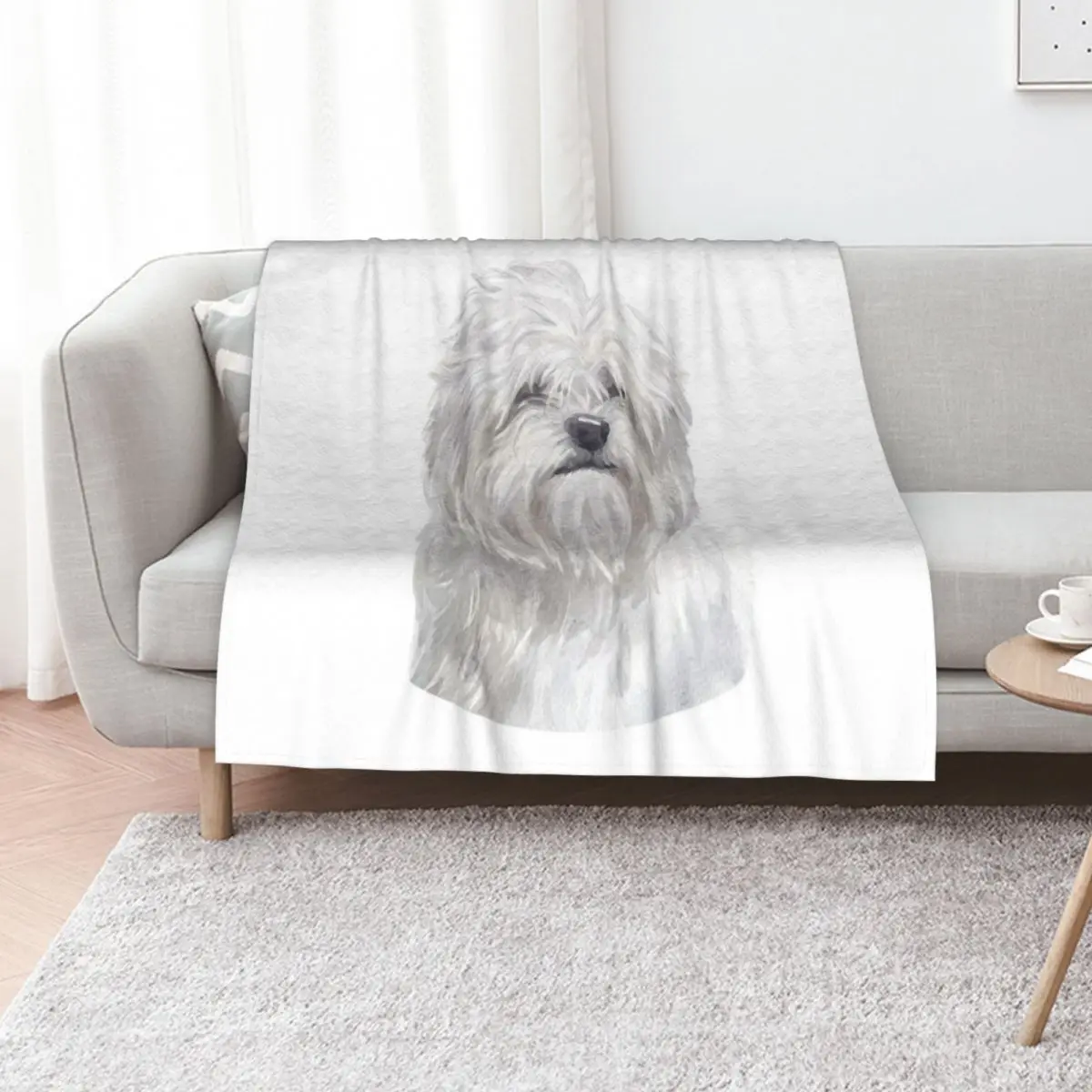 

White Lhasa Apso Watercolor Art Throw Blanket Beach Thin Furrys Fashion Sofas Blankets