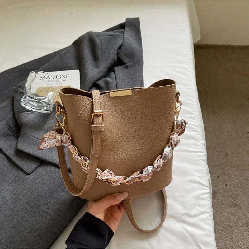 

High-Grade Sense Soft Leather Small Bucket Bags Women Daily Commuter Crossbody Bag Lady Fashion Handbags
