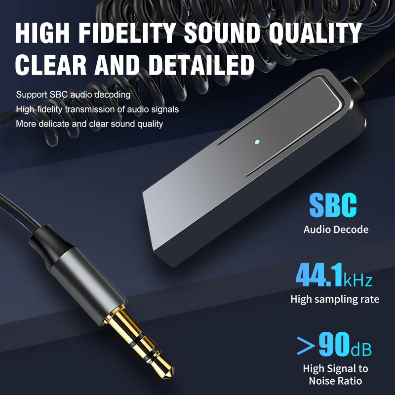 Car Bluetooth 5.2 Receiver Adapter Music for Car USB 3.5mm Jacks High Audio Call Assistance Adapter Plug And Play Transmitter