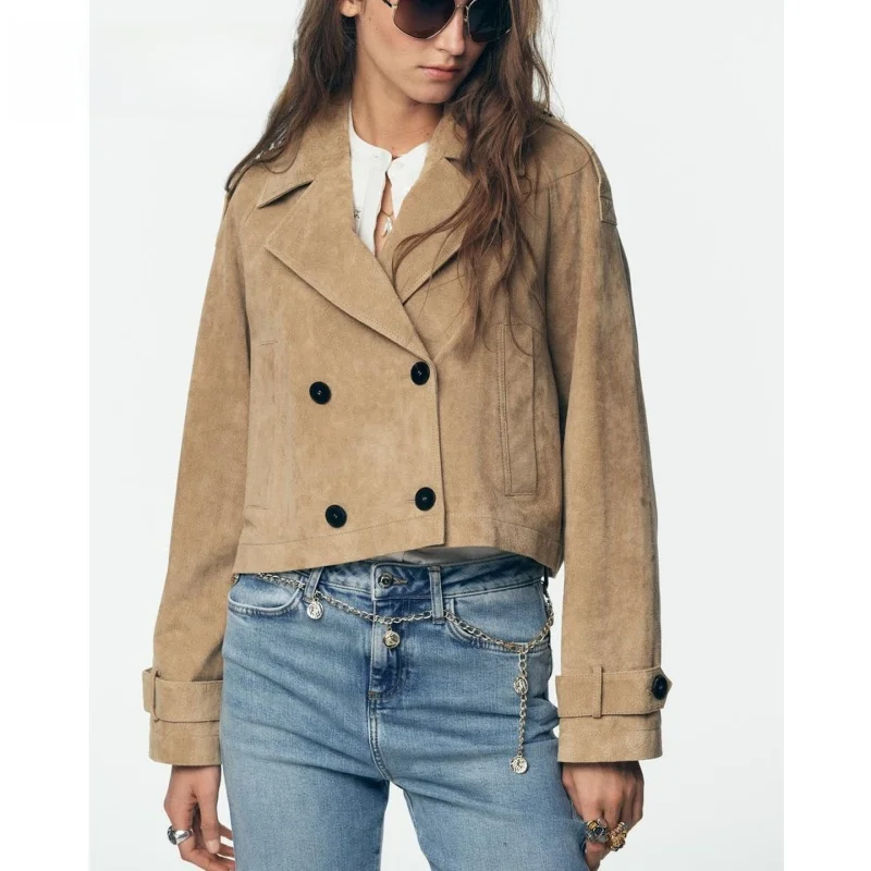 خريف جديد المرأة بولي Leather جلد طويل Sve Jaet معطف Sle سستة إغلاق الوجه طوق ort طول Faion ملابس خارجية 30257