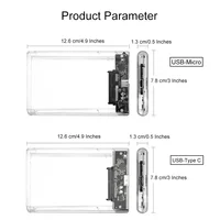 3.0/3.1 HDD Enclosure 2.5inch SATA SSD Hard Drive Case with 5Gbps Transfer Speed and Transparent Design Mobile External Housing 6