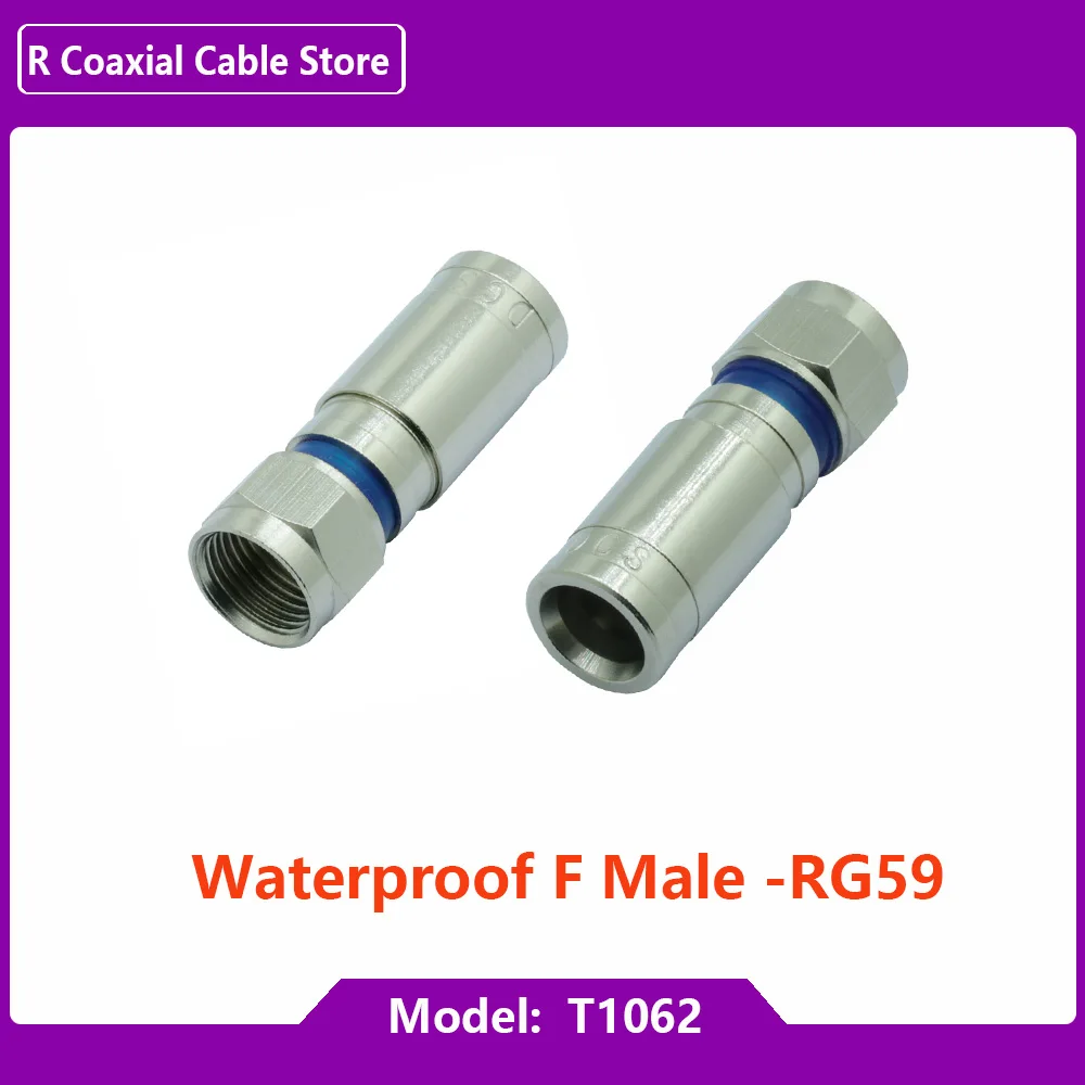 RG6 RG59 Weatherproof F Compression Connector RG-6 Compression RF Coaxial Connector Adapter R Connector