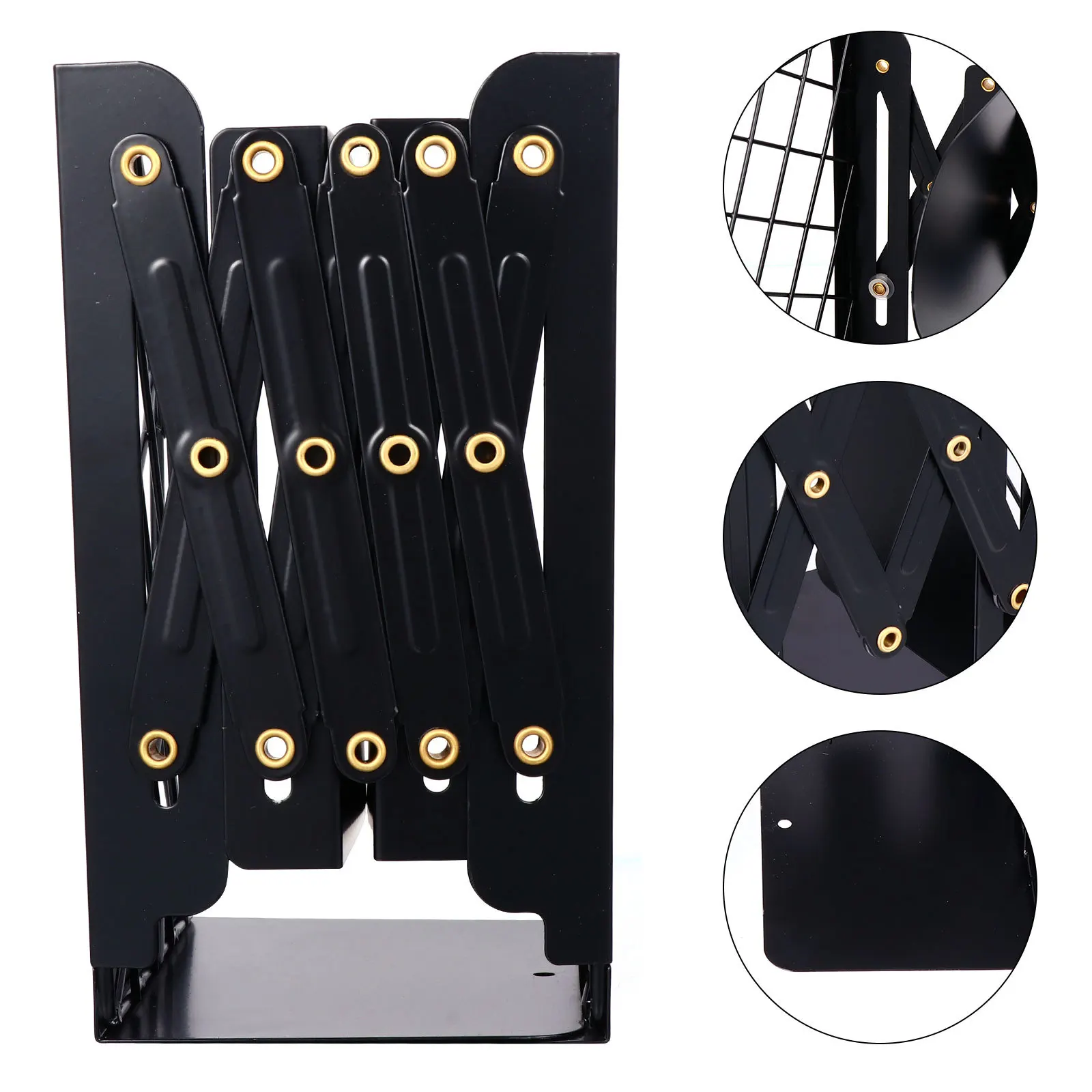 

Folding Telescopic Bookshelf Finishing Grid Bookrack Organizer Iron Art Storage