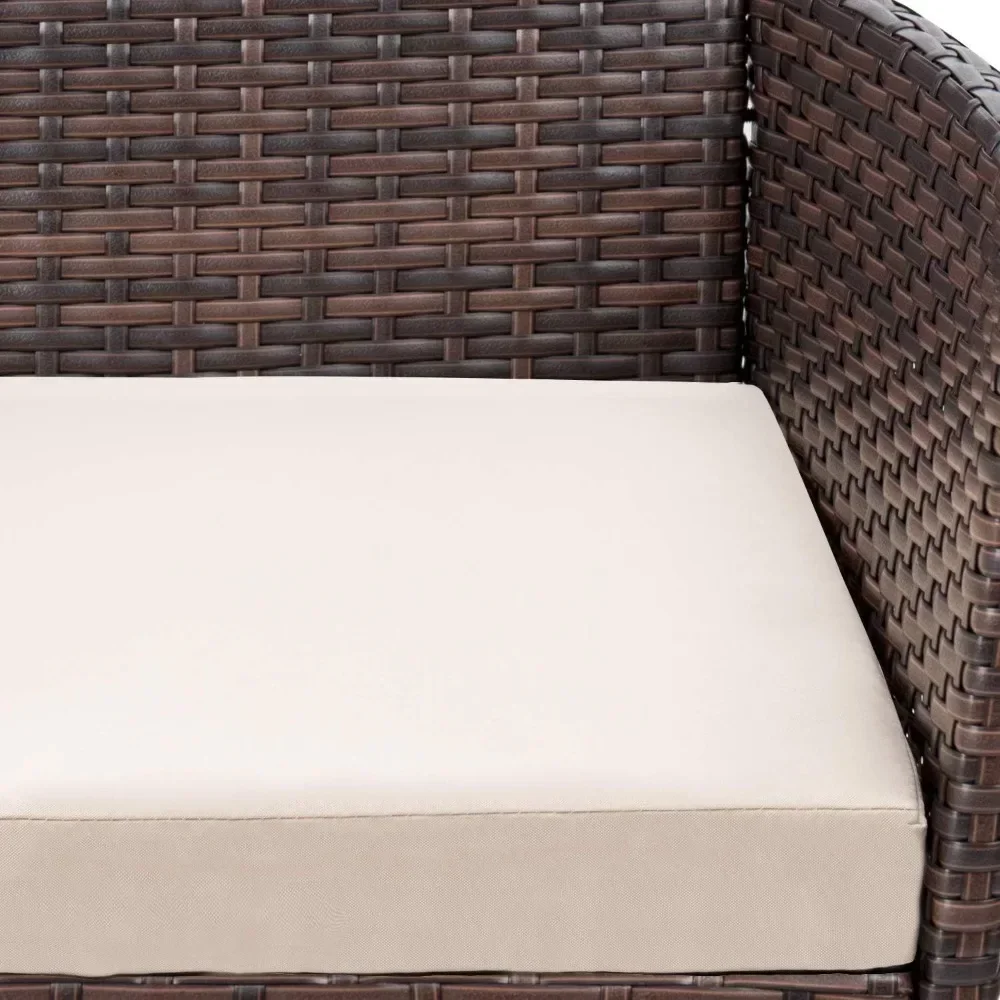 Outdoor e Indoor Furniture Set, Brown e Bege Móveis, quintal, varanda, jardim, piscina, varanda, 4 peças