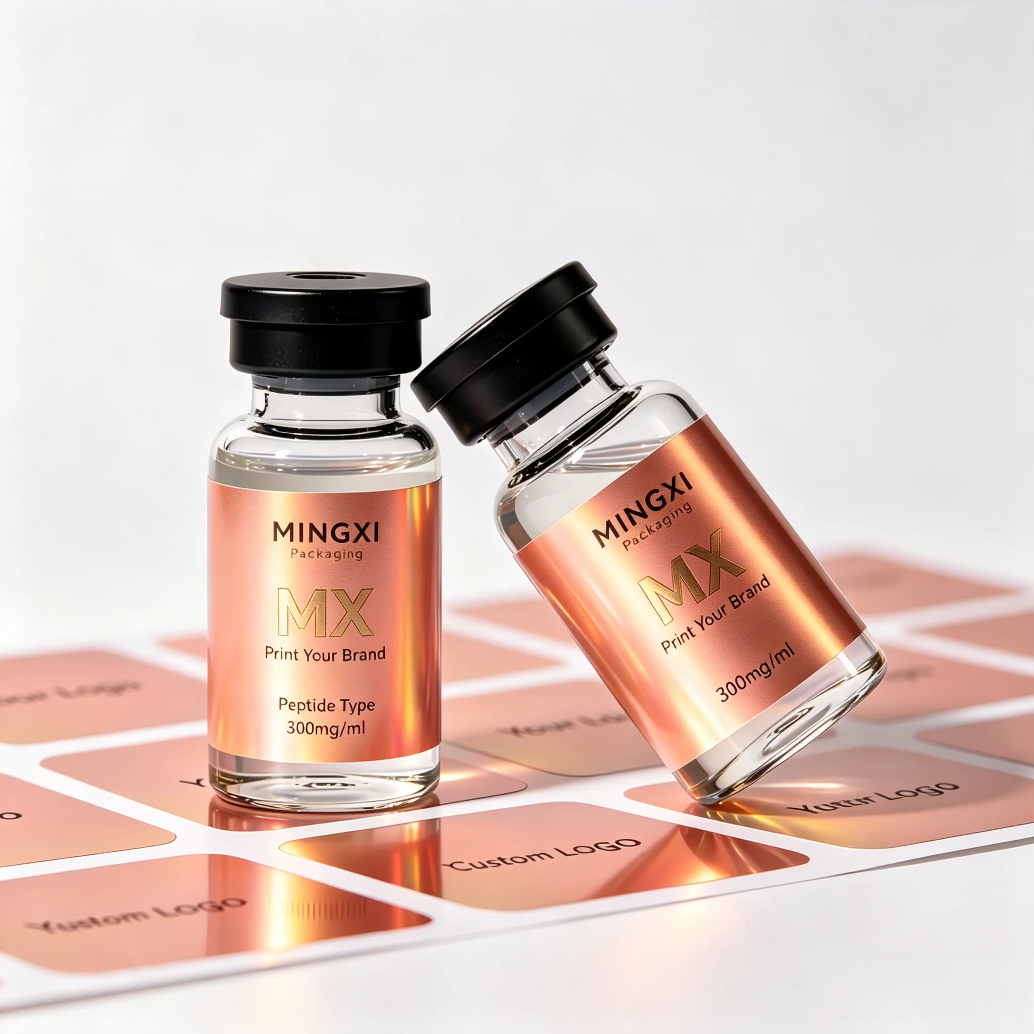 Custom Waterproof Adhesive Peptide Vial Stickers Labels,Customized Matching Single Bottle Box for 3ml 10ml Health Supplement Pa
