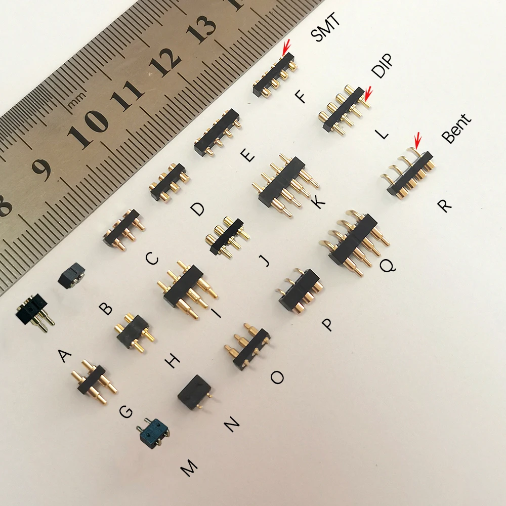 1 Stück 2P 3P 4P 2,54 mm Rastermaß Pogo-Pin-Steckverbinder, federbelasteter Prüfstift, SMT DIP Durchsteckmontage, gebogener Typ, Stecker und Buchse, Lade-Pogo-Pin – Detail 1