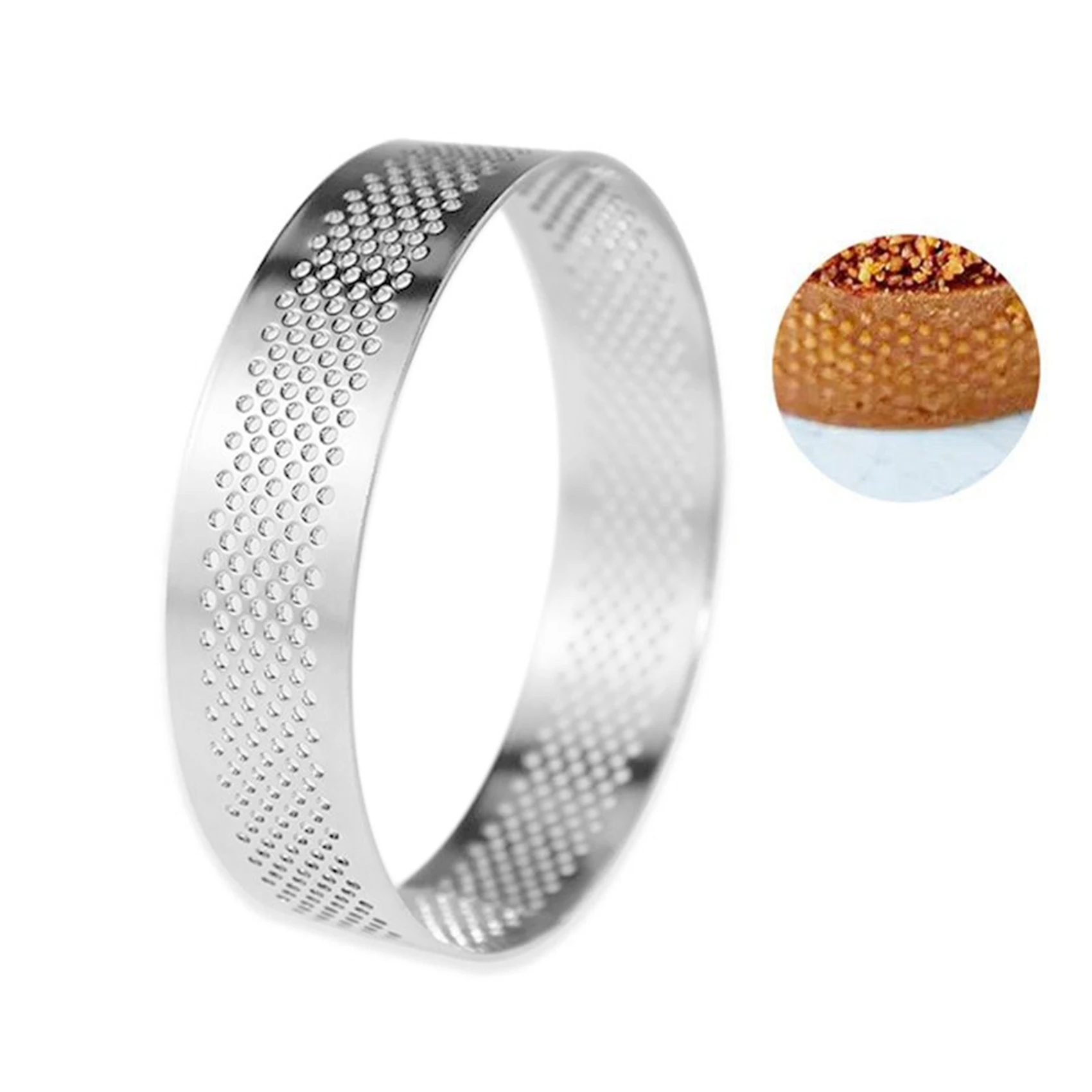 

AB42-2X Round Stainless Steel Cake Hole Molds Mousse Cake Tart Ring Pizza Dessert DIY Decor Mould Kitchen Baking Tool 20Cm