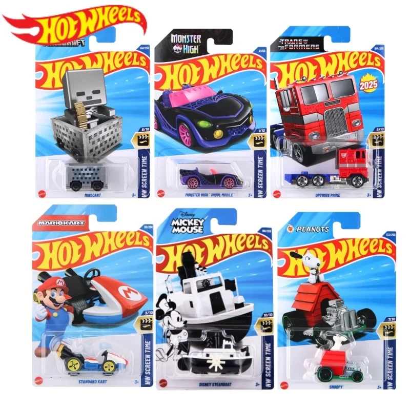 

Новые Hot Wheels Screen Time 2025 Series Nissan Mariokart Kitt Transformers Minecraft Fast Furious 1:64 Модель автомобиля Игрушки