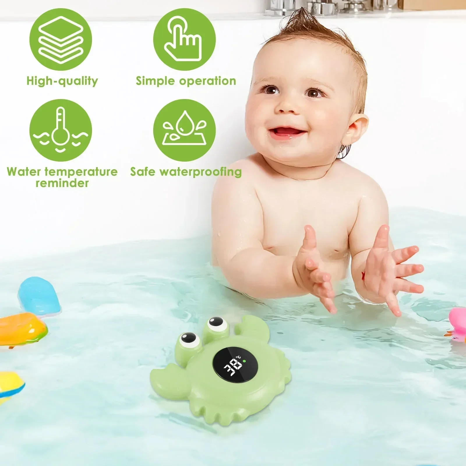 LED Baby Bath Thermometer Cartoon Floating Digital Sensitive Safe Bathtub Water Thermometer Sensor for Infants Babies Newborns