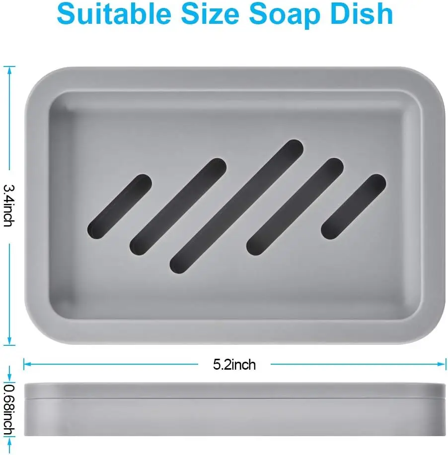 2PCS Draining Soap Dish and Sponge Holder with Water Tray Helps Keep Kitchen Bathroom Area Dry Easy to Clean