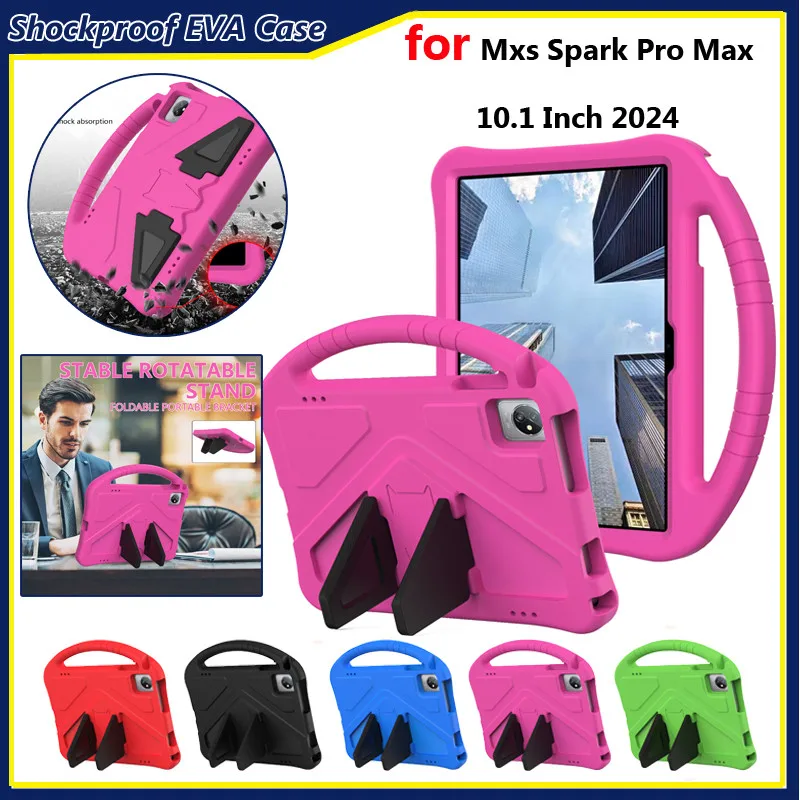 For Mxs Spark Pro Max Tablet 10.1 Inch 2024 Shockproof EVA Cover Shell Stand Casing Kids Friendly Portable Handle Case