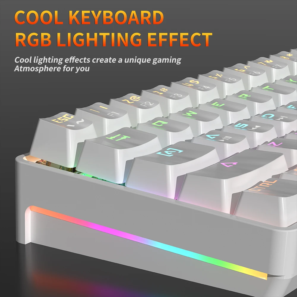 MUCAI MK61 USB Gaming Esports Mechanische Tastatur 61-Tasten Roter Schalter Kabelgebundenes abnehmbares Kabel RGB-Hintergrundbeleuchtung Hot Swap