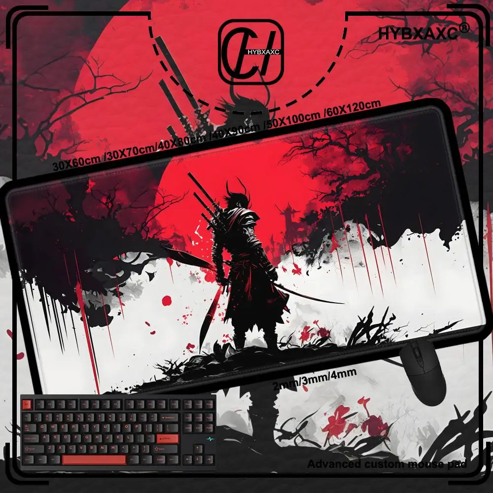 

Samurai Warrior Mouse Pad Gamer Computer Accessories Keyboard Table Mat Black Mousepad Company Gaming Laptop Desk Accessory Pc