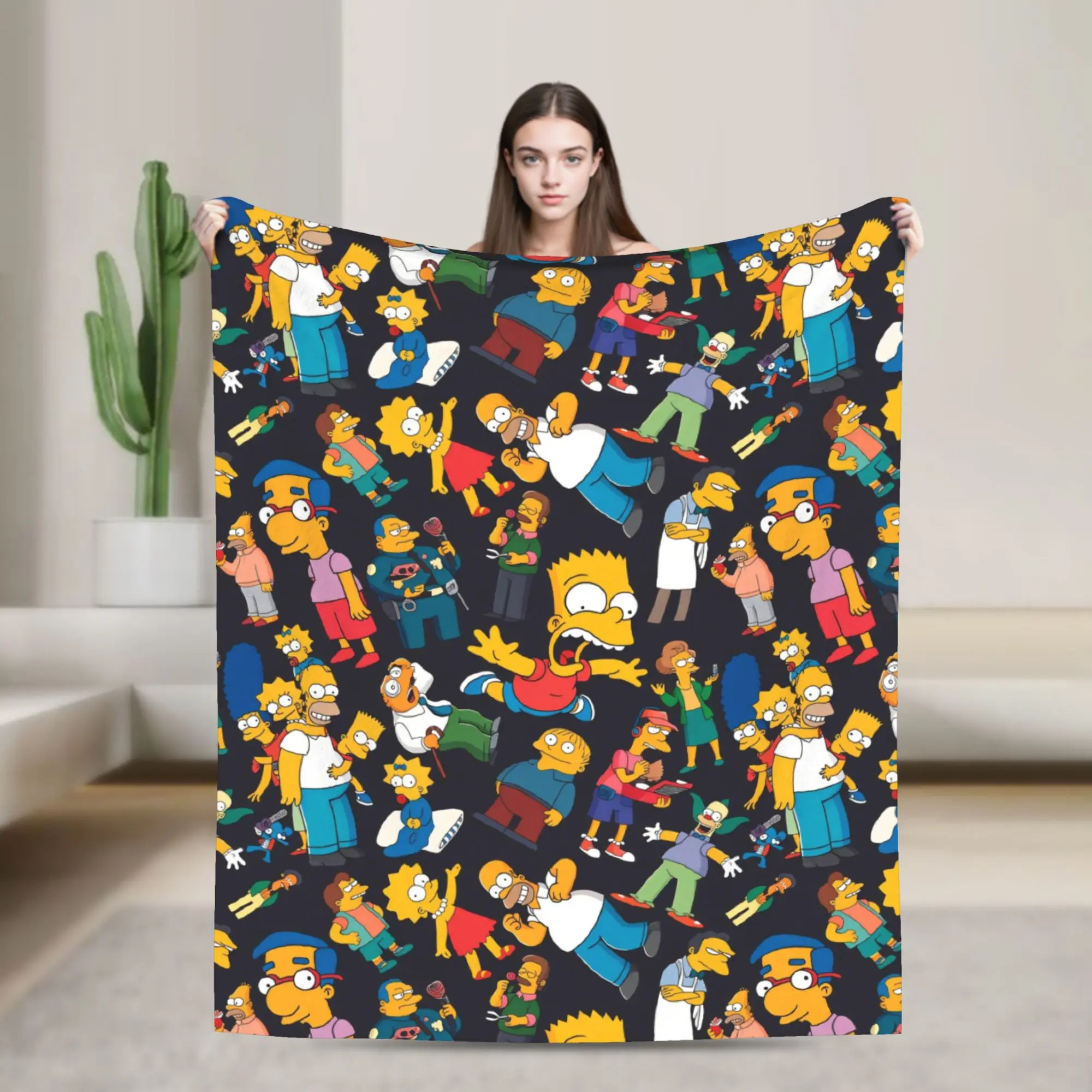 Bart Homer Lisa Marg Blanket The S-Simpsons Super Soft Print Plush Throw Blanket For Living Room Flannel Bedspread Bed Cover