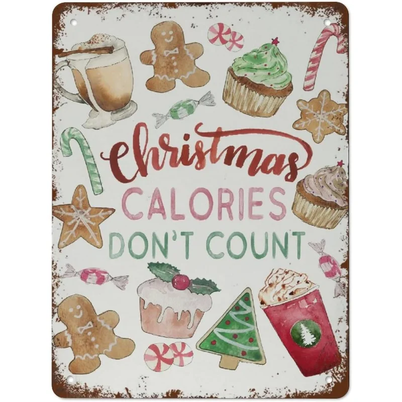 Christmas Kitchen Festival Decoration Watercolor Painting Biscuit Baking Art Wall Iron Painting Sign