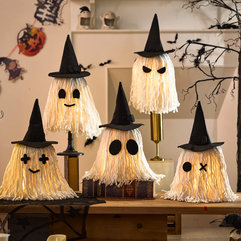 

3PCS Halloween Night Theme Ghost Lamp Decorations Store Photo Props Tabletop Ornaments Mexican Day of The Dead Halloween Decor