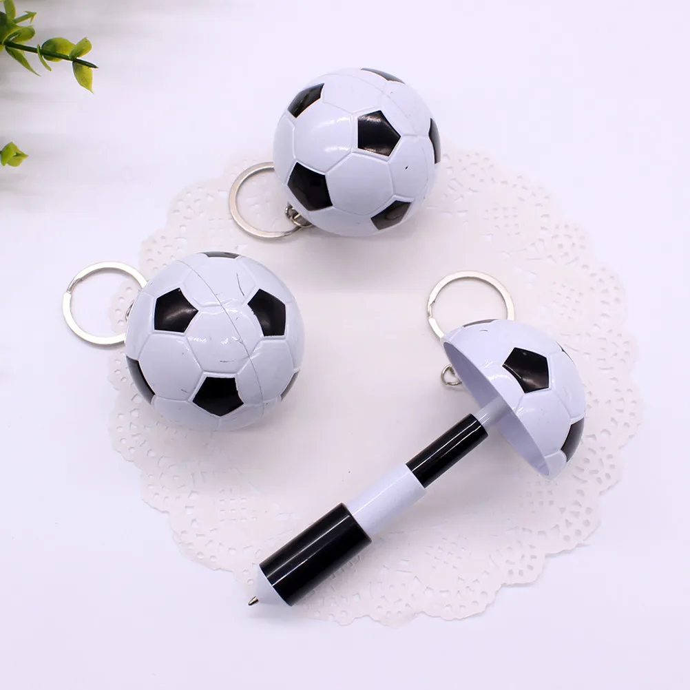 

10Pcs Soccer Keychain Pens Blue Ink Retractable Ballpoint Pens for Coworkers Gifts Fun Novelty Office School Supplies Aesthetic
