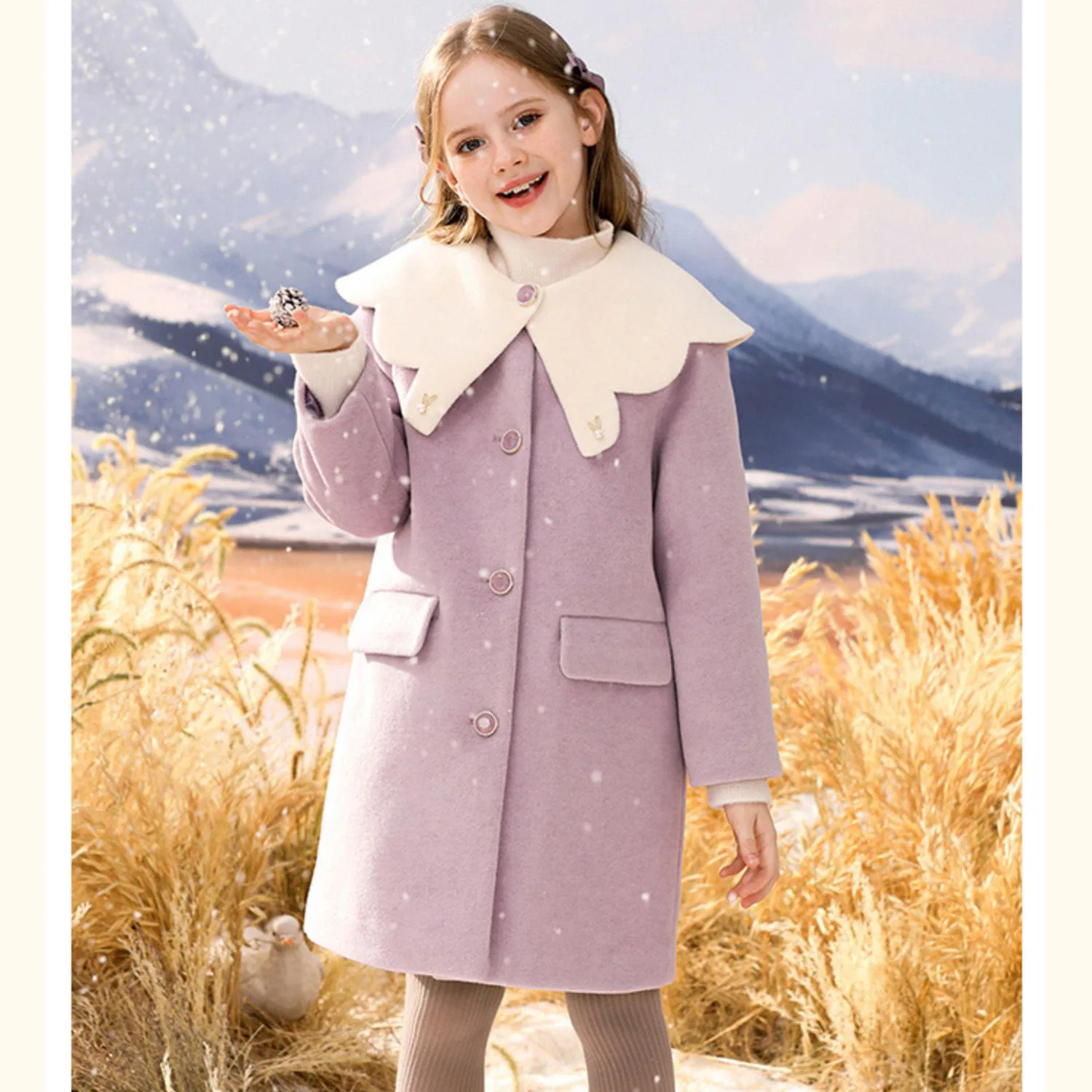 Girl Top New Autumn Winter Korean Fashion Style Woollen Coat Baby Girl Solid Loose Thick Padded Mid Length Overcoat Kid Clothes