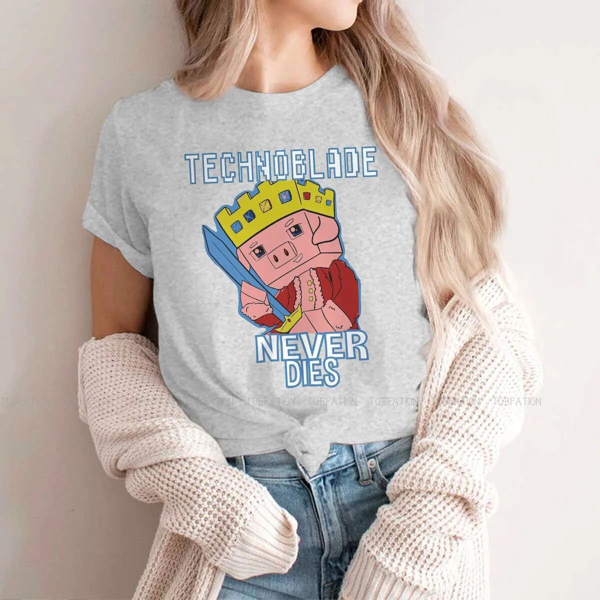 Classic  Style TShirt for Girl Technoblade Never Dies YouTuber Pig Emperor 5XL Creative Gift Idea  T Shirt Stuff Ofertas