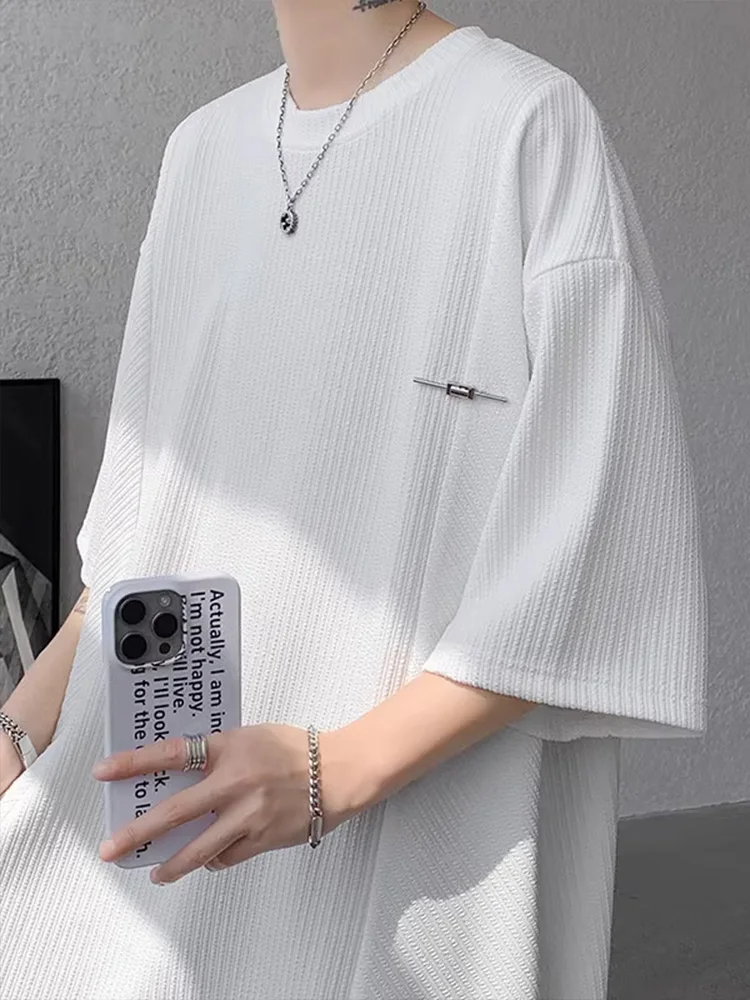 

Мужская летняя футболка из ледяного шелка с охлаждающим эффектом, дышащая, повседневная, с круглым вырезом, для молодежи и студентов, стандартный крой