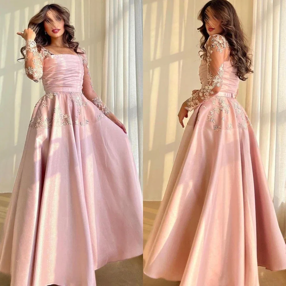 CustomizedProm Dresses Retro Elegant Square A-line Applique Satin Formal Occasion Gown Birthday Dress For Women Luxury 2024 فسات