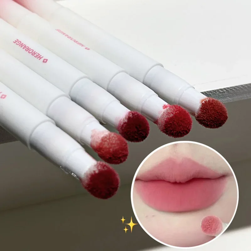 Liquid Lipstick with Cushion Applicator Velvet Matte Lip Gloss Moisturizing Cream Soft Liquid Blush Lip Stick Multi-uses Makeup