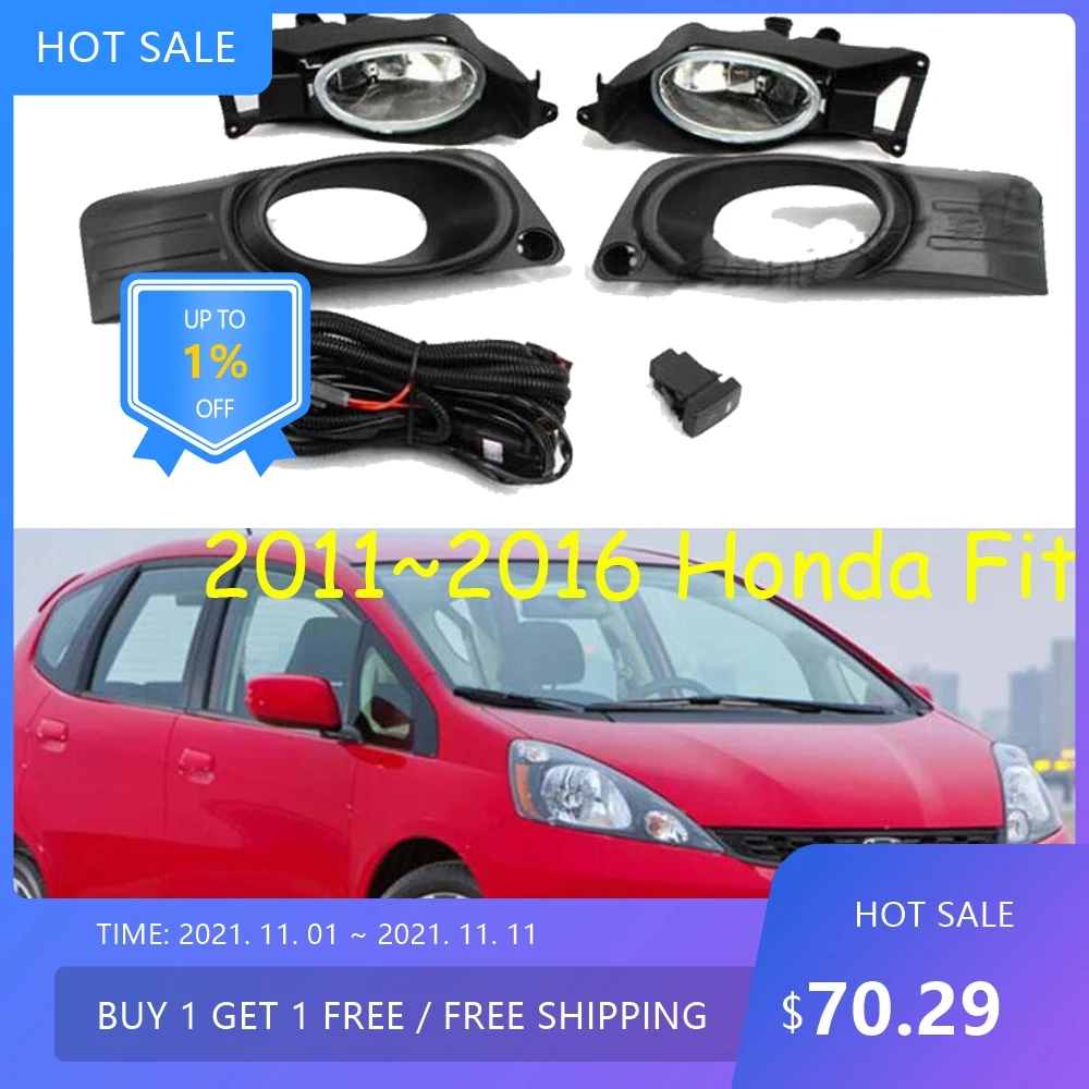 

auto bumper headlight for Honda Fit fog light 2011~2016y halogen bulb 4300K Wire of hanress Headlamp for Fit jazz fog lamp