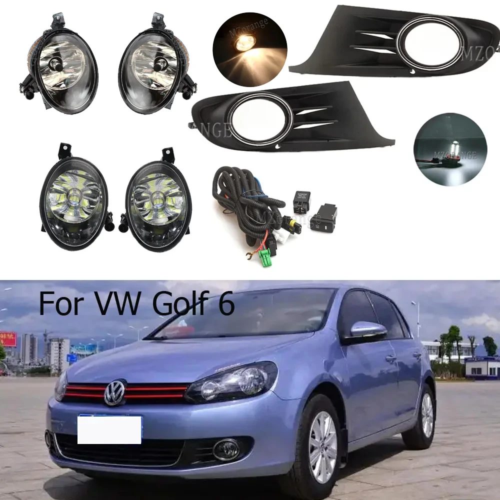 for VW MK6 Golf 6 IV Cabriolet LED Fog Lights Fog Lamp Cover Grill Bezel Frame Halogen Driving Lamps Headlight CAR ACCESSORIES