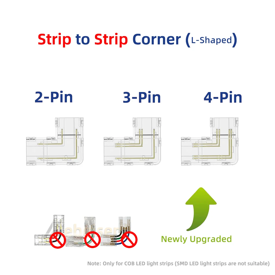 5Pcs 2Pin 3Pin 4Pin COB LED Connector Strip to Strip Quick Connection Wire No Dark Area for FOB Flexible 2 3 4 Pin Lighting Tape