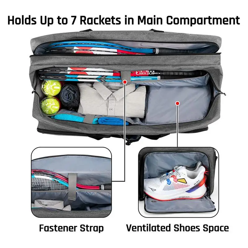 Tennis Racket Bags Tennis Duffle Bag With Separate Ventilated Shoe Compartment Professional Tennis Bags For