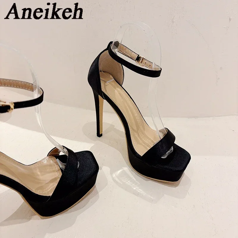 Aneikeh Sommer Ultra High Heels Sandalen frauen Wasserdichte Plattform Offene spitze Schnalle Sexy Mode Pumpen alias mujer