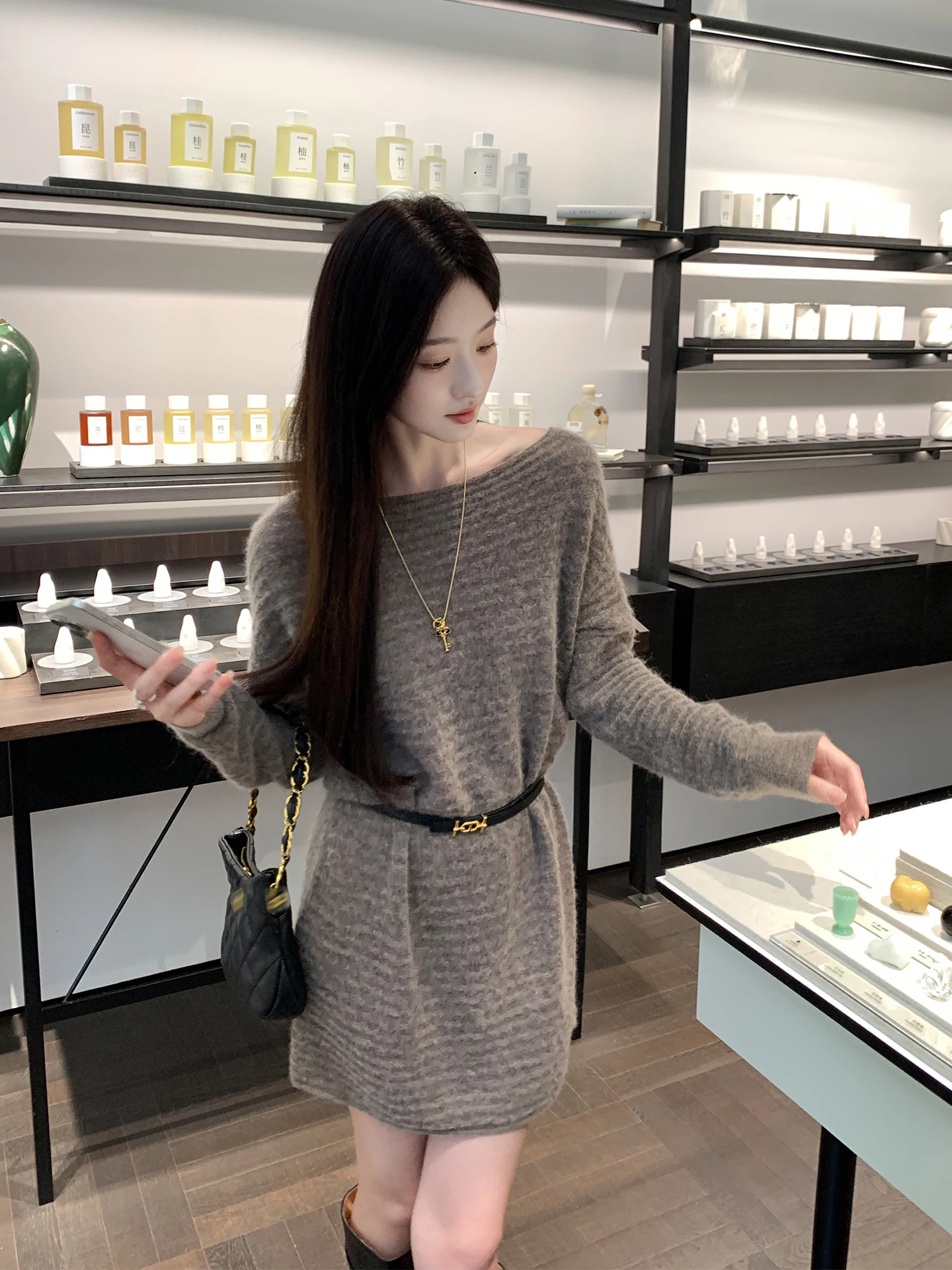 

Aboutpoem Summer Poem Wool Cloud Soft Yarn Knitted Dr Women's Autumn Winter Ele One oulder Loose oulder Sweater Dr