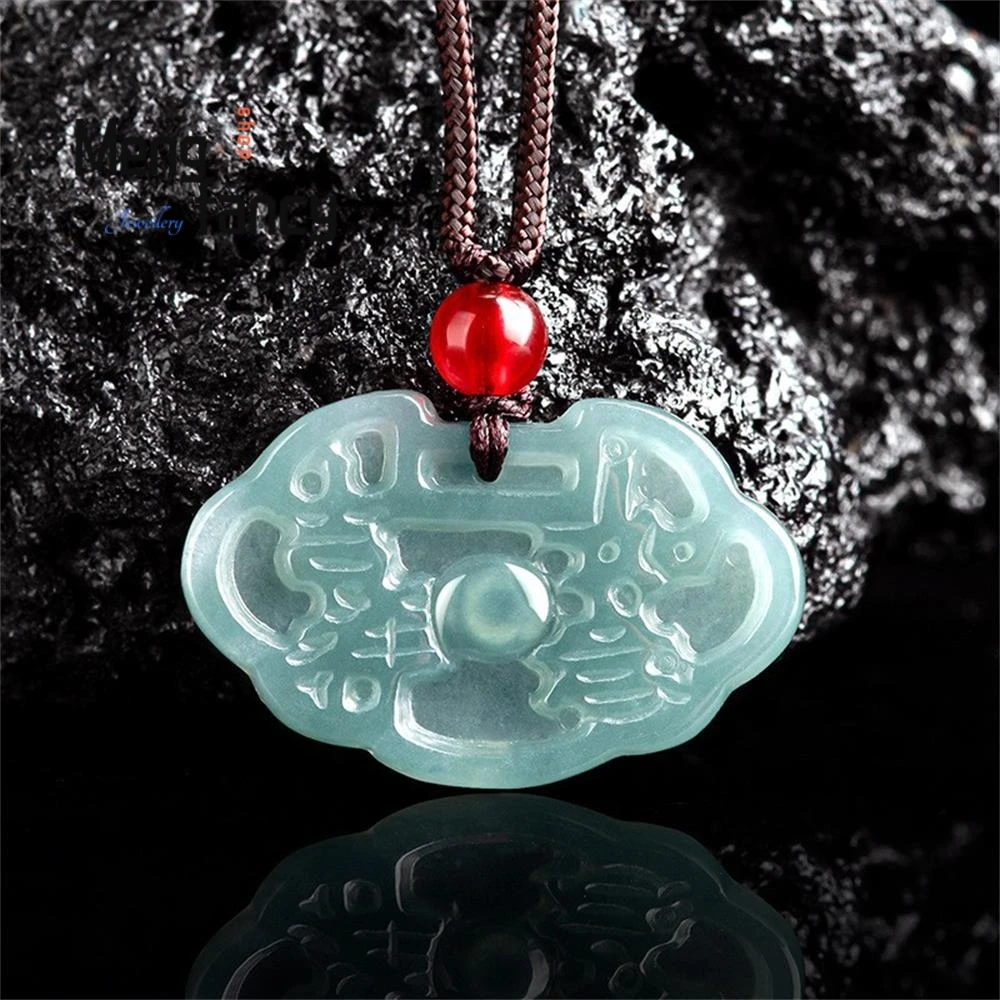 

Authentic Natural A-grade Jadeite Blue Water Lucky Auspicious Lock Pendant Ice Jade Popular Fashion Jewelry Couple Holiday Gifts