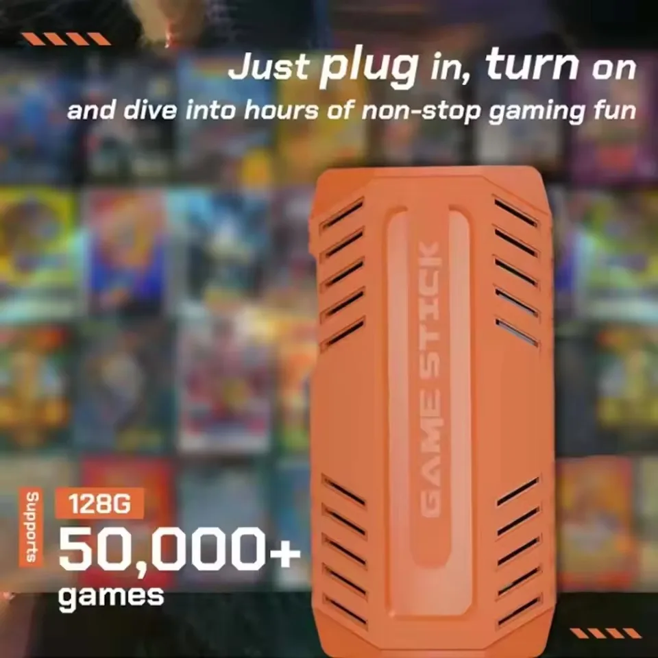 Reebolnic U36 Game Stick 128G 50,000+Games مثبتة 4K HD مخرج ريترو لعبة فيديو وحدة تحكم ثلاثية الأبعاد 40 + أجهزة محاكاة PSP PS1 Boy Gifts