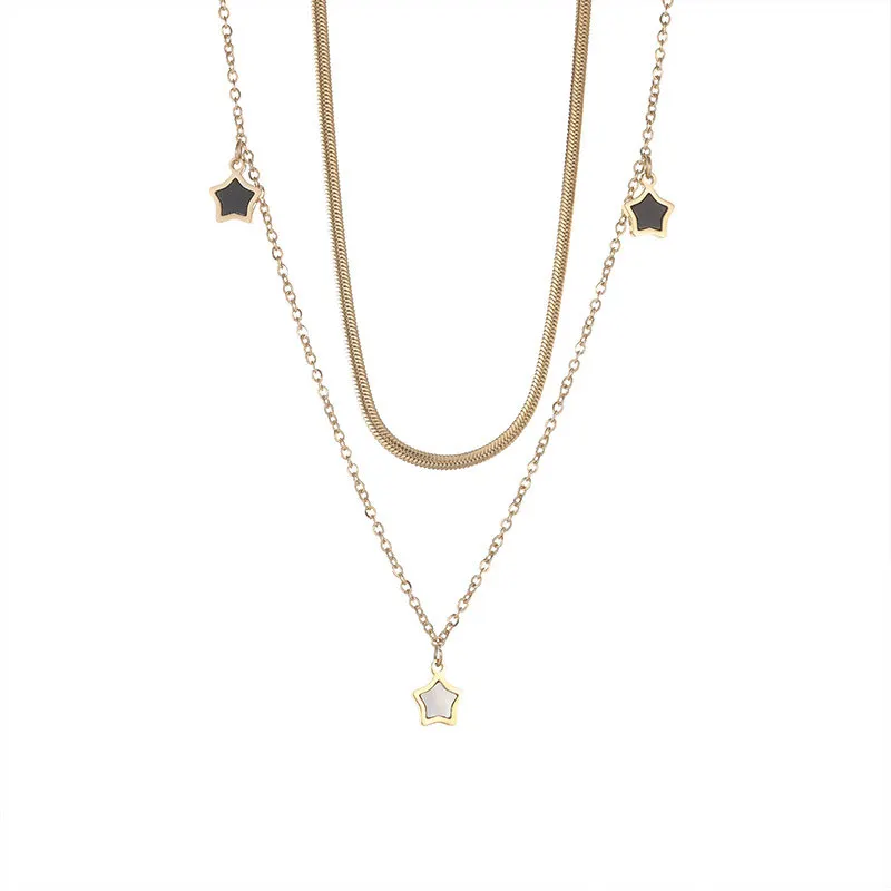 316L Stainless Steel Multilayer Chain Star Charm Necklace Bracelet For Women New Trend Jewelry Set Party Gifts