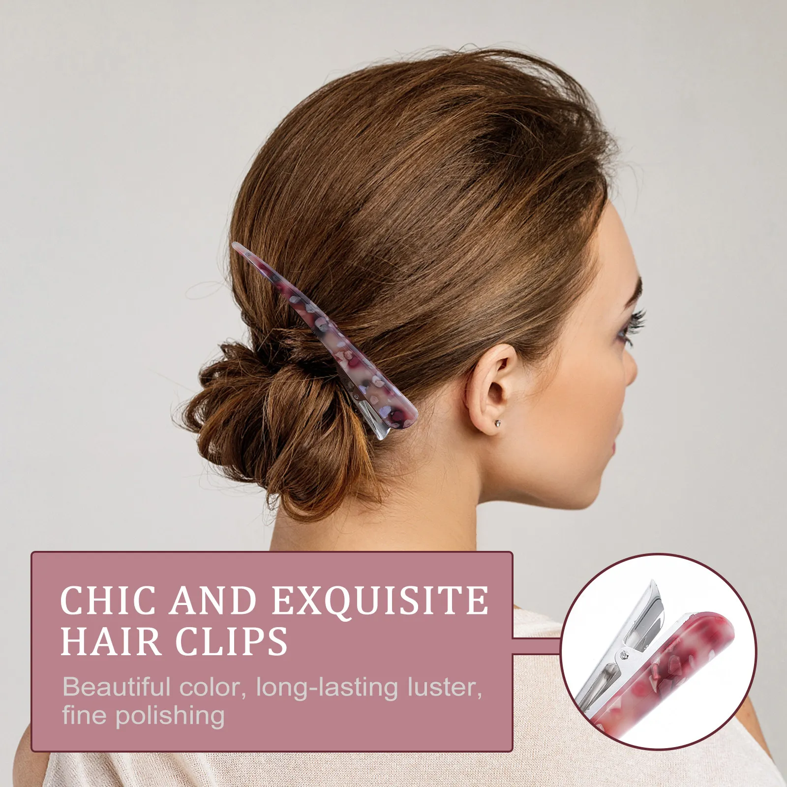 

6Pcs Chic Acrylic Hairpins Elegant Alligator Clip Women Headdress Fashion Accessory Retro Design Daily Wear Gift