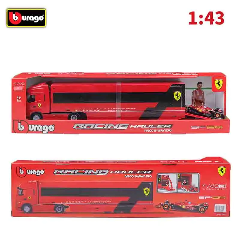 Bburago 1:43 FERRARI SF24 2024 F1 HAULLER SET # 16 CHARLES LECLERC MERCEDES-AMG W15 liga carro de luxo fundido modelo de carro série de brinquedos
