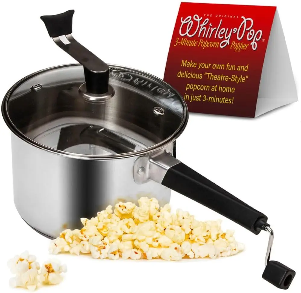 Series Whirley Pop Popcorn Maker - 6 Quart Stainless Steel Popcorn Popper, Popcorn Maker with¬†Metal Gears, Wabash Vall