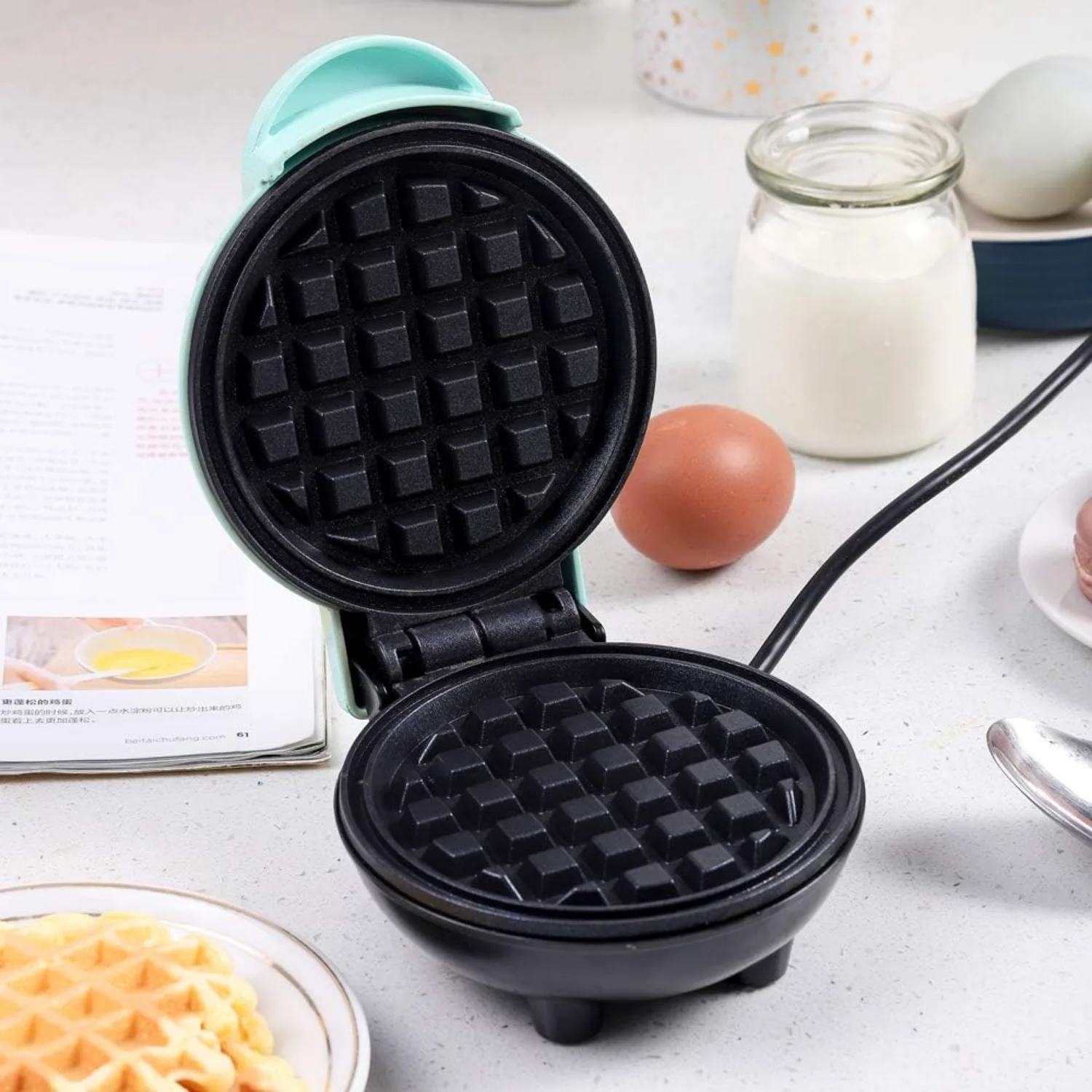 

Mini Waffles Maker Egg Cake Oven Breakfast Waffle Machine, Premium Non-Stick Plates