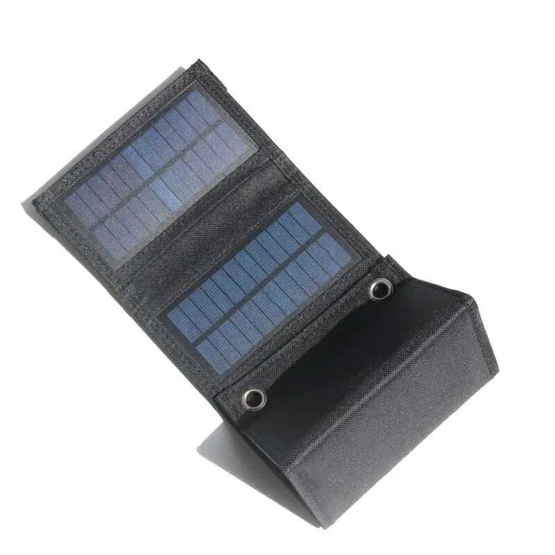 8W Portable Folding Solar Charger Panel for Camping Hiking 5-Fold USB Solar Power Bank Bag Emergency Travel Size Backup