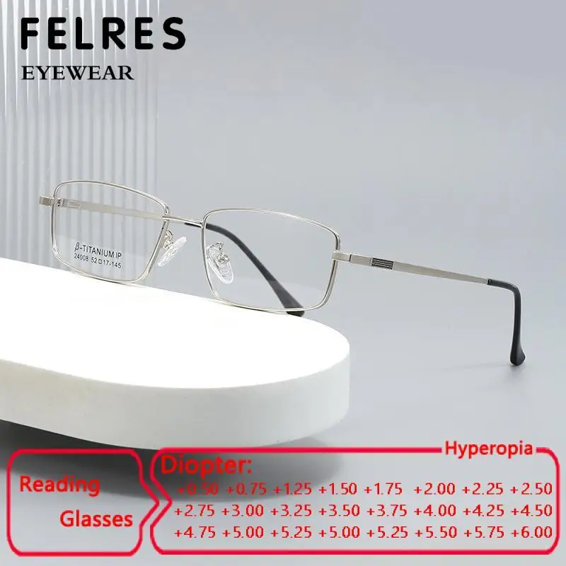 

High Quality B Titanium Reading Glasses Men Women Small Square Frame Fashion Presbyopic Eyeglasses Business Rectangle Glasses