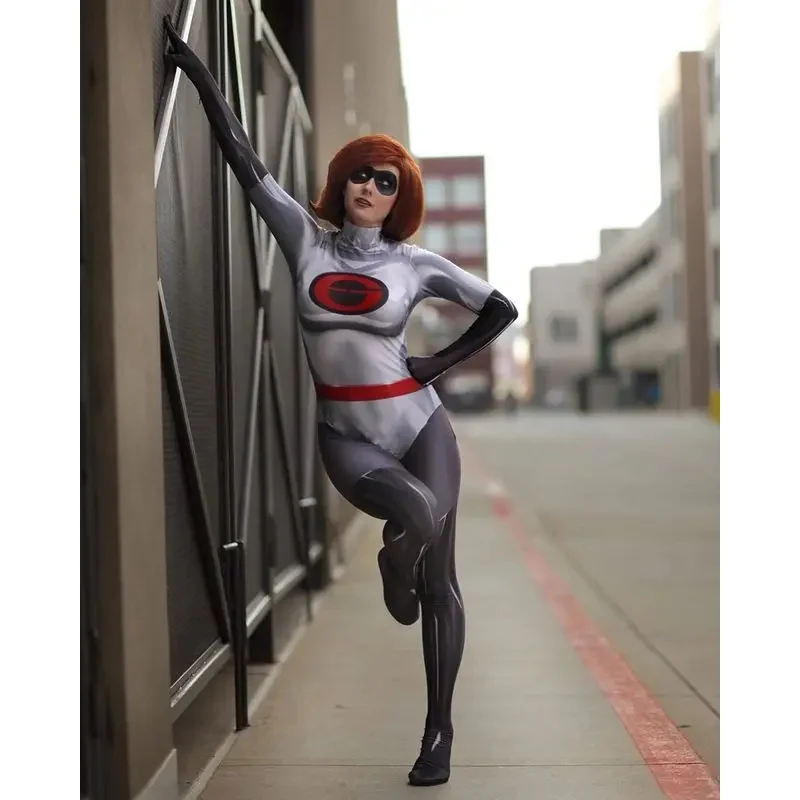 성인 어린이 Elastigirl 코스프레 의상, 여성 소녀 슈퍼 히어로 젠타이 세트, 할로윈 바디 수트, 파티 점프수트
