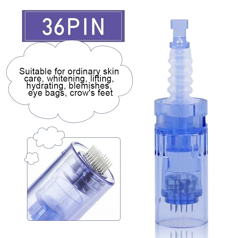 Ersatzkartuschen für Derma Pen, 100 Stück, Nano 3D Microneedling, blaue Spitzen, Bajonettverschluss, 9/12/36/42 Nadeln für die Gesichtspflege. – Detail 13