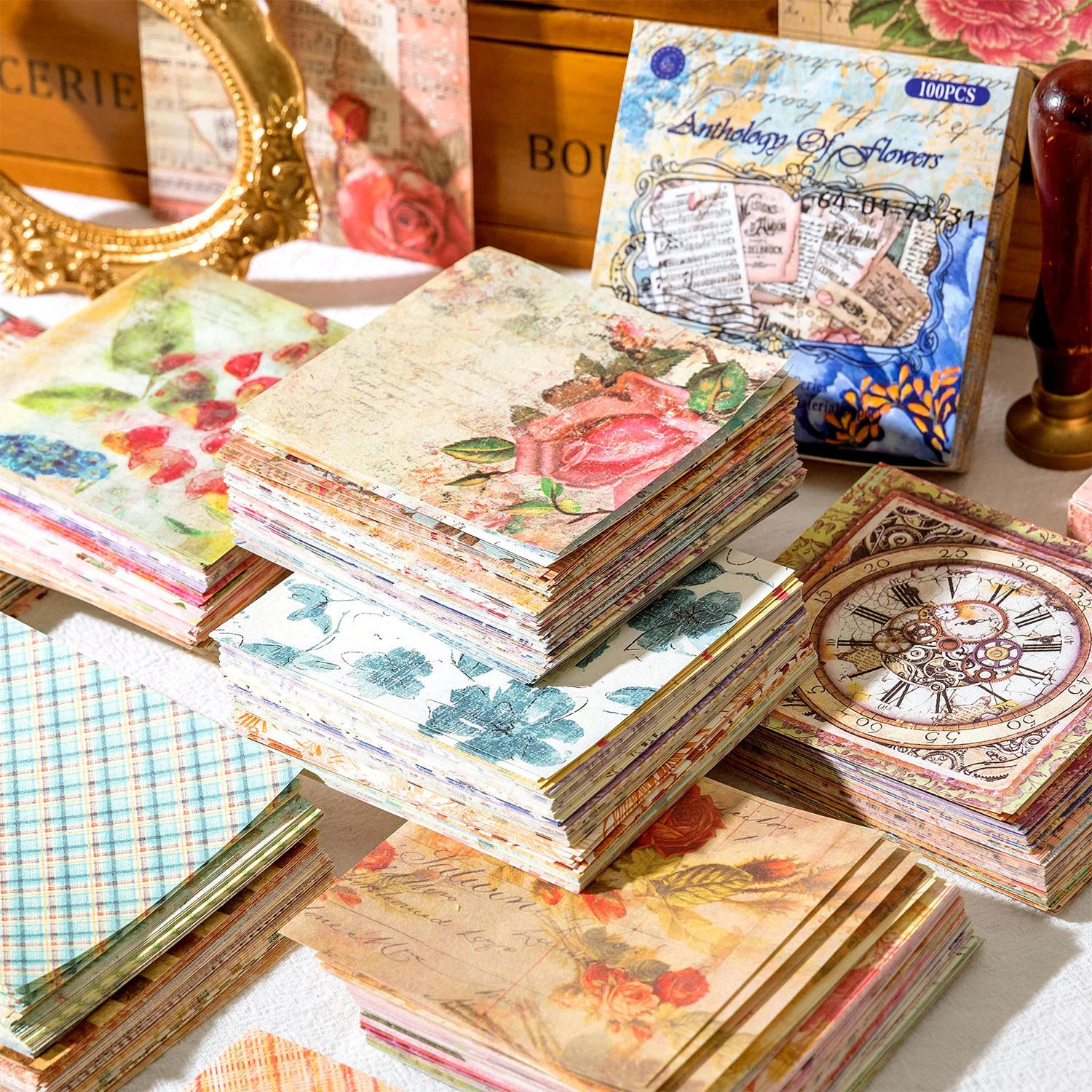 100 stücke Vintage Muster DIY Scrap booking dekoratives Papier für Tagebuch Album Hintergrund Papier handgemachtes Junk Journal ing Material