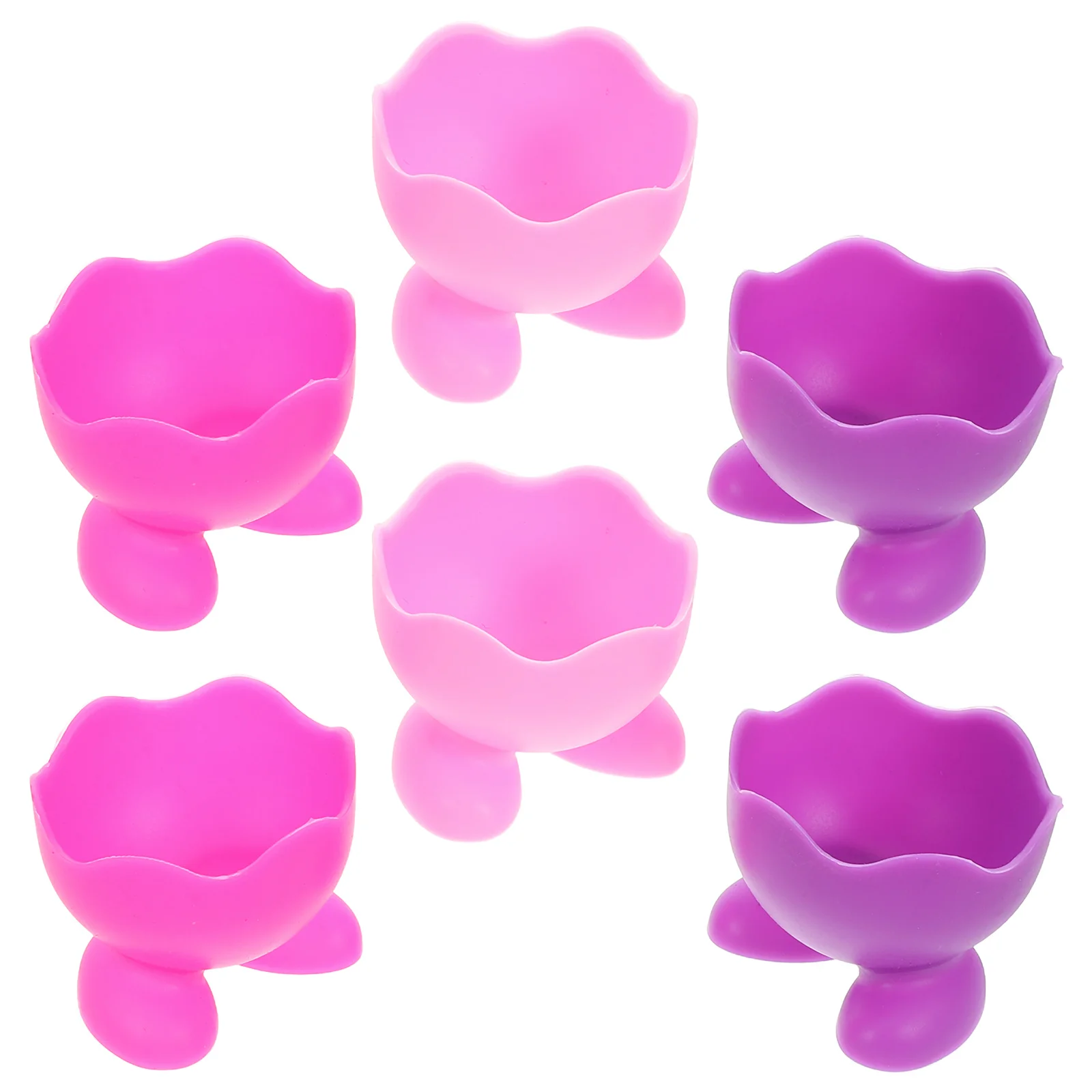 

6Pcs Egg Cup Set Silicone Boiled Egg Holder Soft Non-Stick Stable Design Kitchen Breakfast Tool Microwave Steamer Use