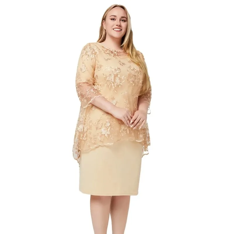 

XL-4XL Dashiki African Clothes for Women Spring Summer African 3/4 Sleeve Polyester Lace Bodycon Midi Dresses Africa Clothing