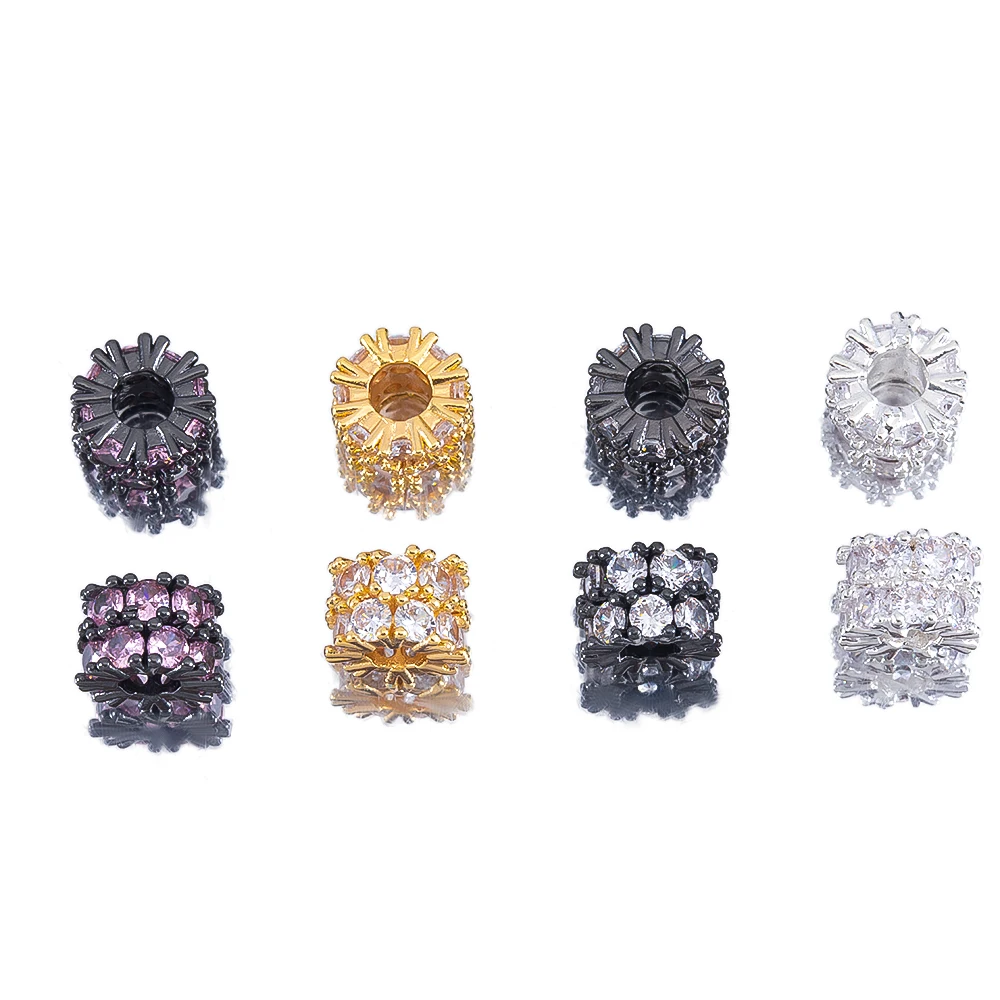 

1/5pcs Metal Zircon Copper Snowflake Spacer Beads Bracelets Barrel Spacers Beads Accessories Necklace Jewelry Making Components